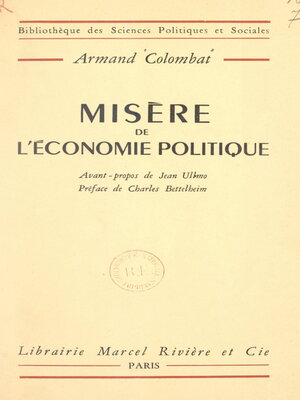 cover image of Misère de l'économie politique